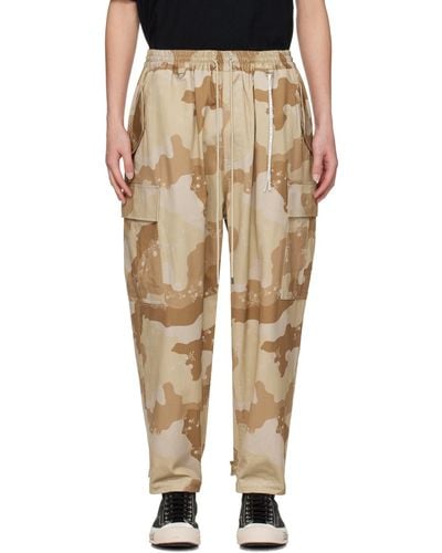 MASTERMIND WORLD Printed Cargo Trousers - Natural