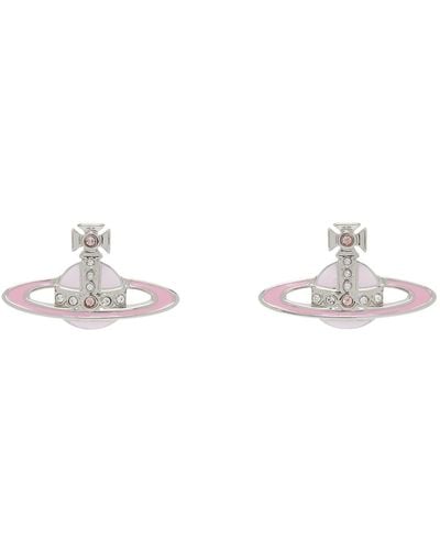 Vivienne Westwood Pink & Silver Small Neo Bas Relief Earrings - Black