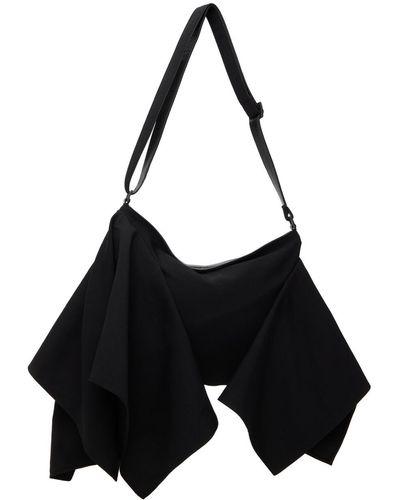 Yohji Yamamoto Gabardine Draped Shoulder Bag - Black