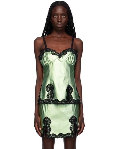 Anna Sui Metallic Faux-leather Camisole - Green