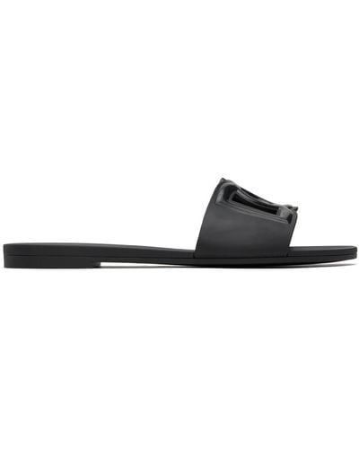 Dolce & Gabbana Beachwear Slipper With Logo - Black