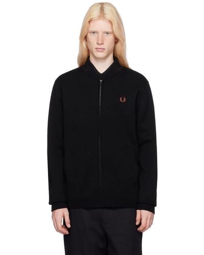 Fred Perry Black Embroidered Cardigan