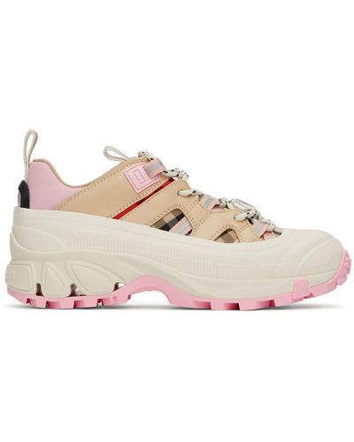 Burberry & Off-white Check Arthur Sneakers - Pink