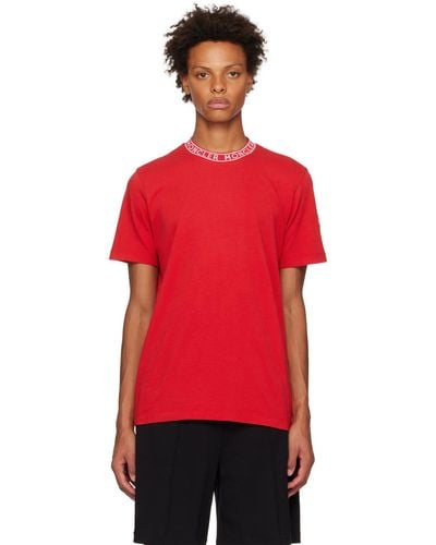 Moncler Red Garment-washed T-shirt