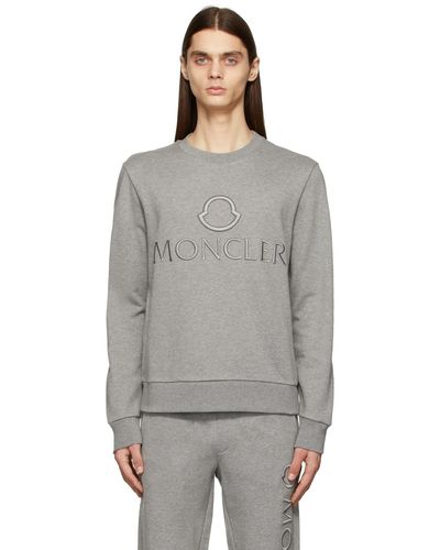 Moncler Gray Logo Outline Embroidered Sweatshirt - Black