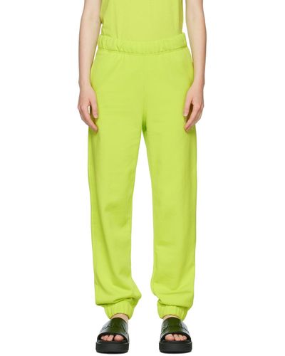 Ganni Pantalon de survêtement vert en coton - Jaune
