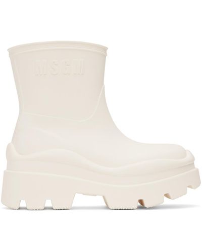 MSGM White Supergomma Boots - Black