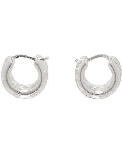 Bottega Veneta Silver Watch Hoop Earrings - White