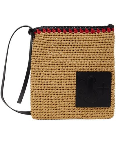 Jil Sander Beige Crochet Crossbody Bag - Metallic