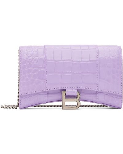 Balenciaga Purple Hourglass Wallet Chain Bag