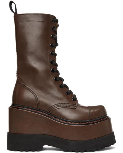 R13 Medium Platform Boots - Brown