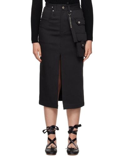 Feng Chen Wang Vented Midi Skirt - Black
