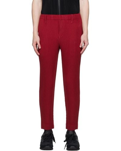Homme Plissé Issey Miyake Homme Plissé Issey Miyake Red Kersey Pleats Trousers