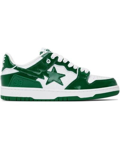 A Bathing Ape Green & White Sk8 Sta #5 Sneakers