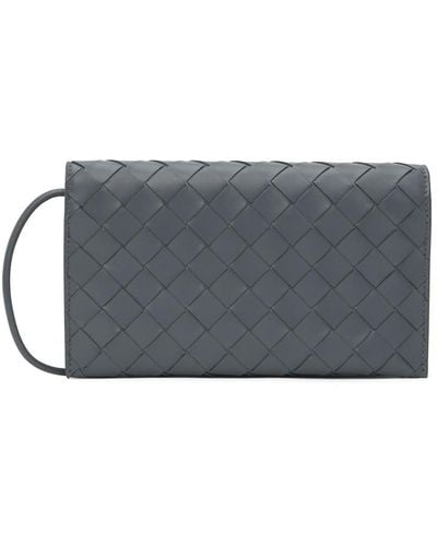 Bottega Veneta Grey Wallet On Strap Bag - Black