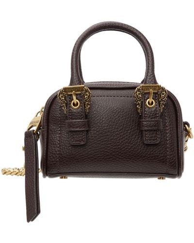 Versace Brown Curb Chain Top Handle Bag - Black