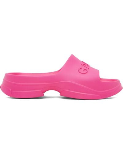 Ganni Pink Pool Slide Sandals - Black