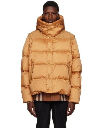 Burberry Tan Quilted Down Jacket - Orange
