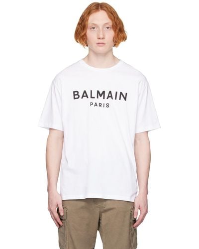 Balmain Logo Print T-shirt - Blanc