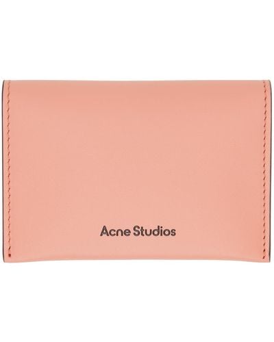 Acne Studios Pink Folded Leather Card Holder - Black