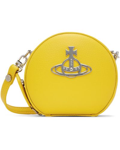 Vivienne Westwood Mini sac à bandoulière rond jaune en cuir synthétique