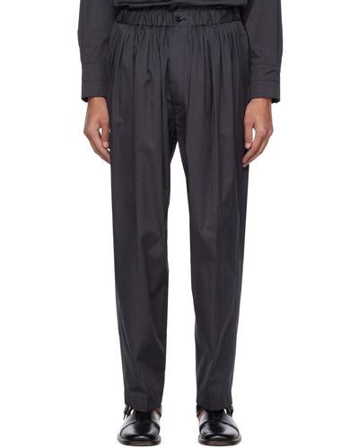 Lemaire Grey Pleated Relaxed Trousers - Blue