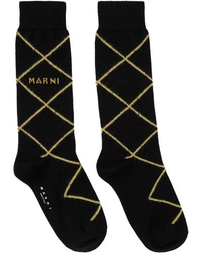 Marni Black Check Socks