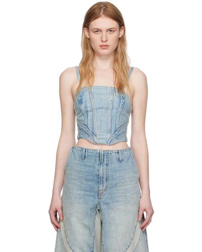 Amiri Débardeur de style corset bleu en denim