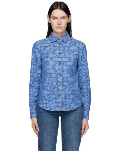 Moschino Chemise bleue en denim à motif en jacquard