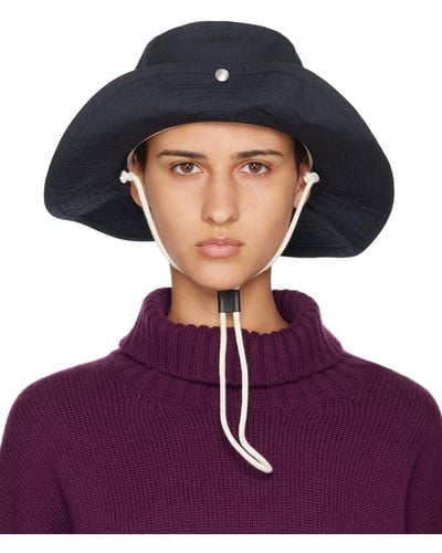 Jil Sander Navy Button Bucket Hat - Blue