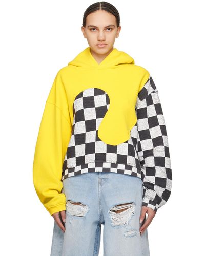 ERL Yellow Panelled Hoodie - Multicolour
