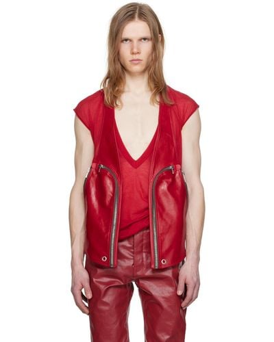 Rick Owens Bauhaus Leather Vest - Red