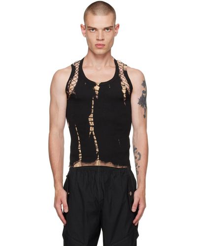 Dion Lee Black Picot Lace Tank Top