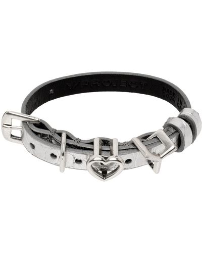 Y. Project Silver Y Heart Belt Bracelet - Black