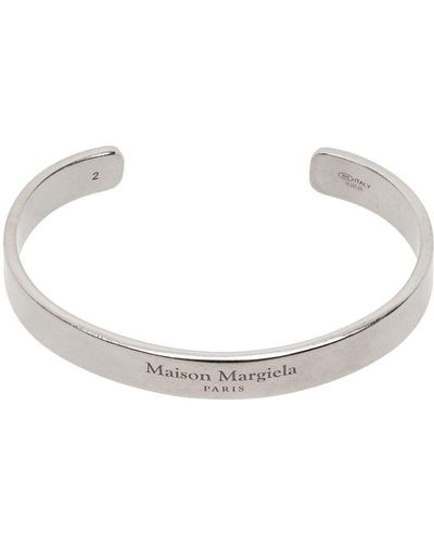 Maison Margiela Silver Logo Cuff Bracelet - Black