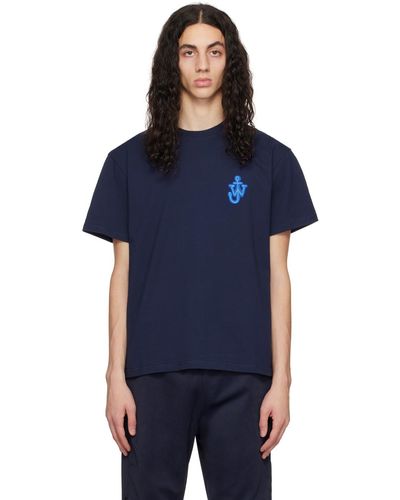 JW Anderson T-shirt bleu marine à écusson à logo