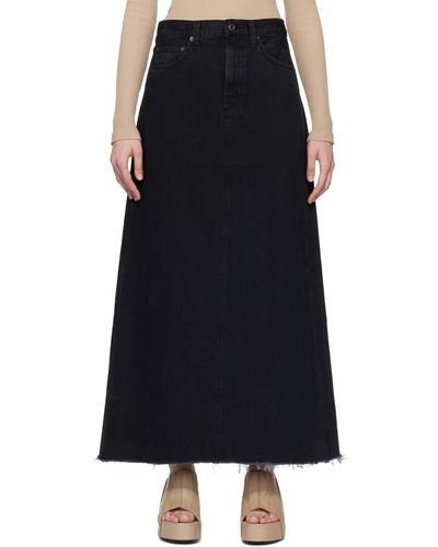 Agolde Black Hilla Denim Maxi Skirt