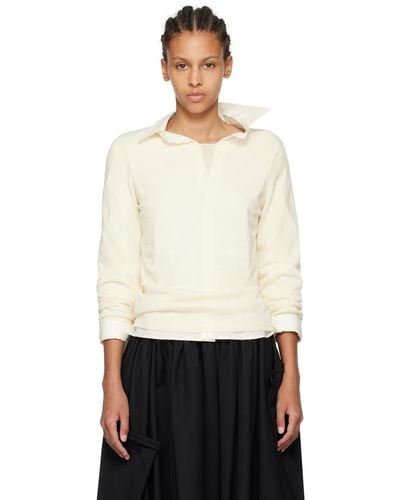 Comme des Garçons Off- Rolled Edge Sweater - White