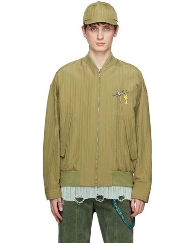 Song For The Mute Khaki Plant Bomber Jacket - Green
