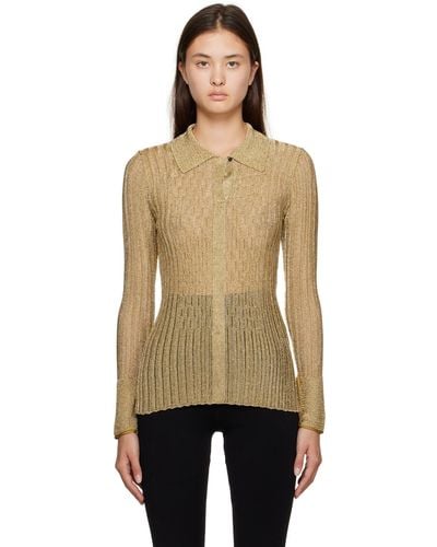 Victoria Beckham Gold Metallic Shirt - Black