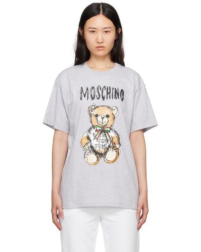 Moschino Gray Archive Teddy Bear T-shirt - White