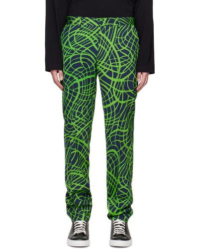 Moschino Navy & Green Wave Line Trousers