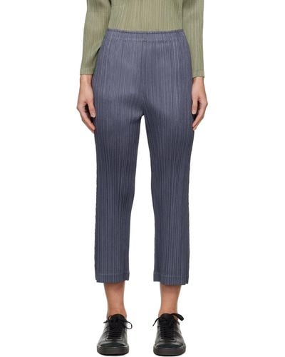 Pleats Please Issey Miyake Grey Thicker Bottoms 1 Pants - Blue