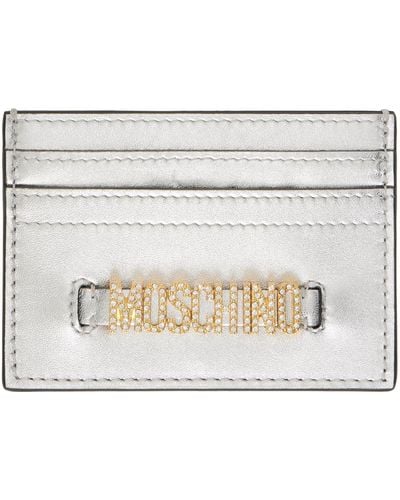 Moschino Silver Lettering Logo Foiled Card Holder - Black