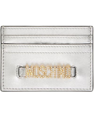 Moschino Porte-cartes argenté métallique à ferrure à logo - Noir