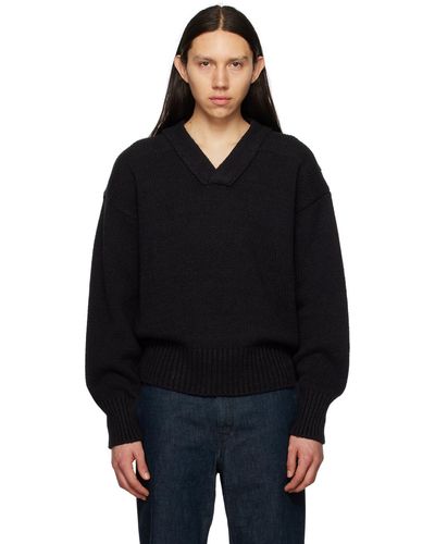 Jil Sander Black V-neck Sweater