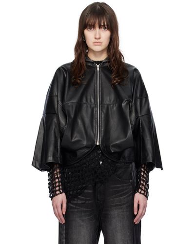 Junya Watanabe Black Paneled Faux-leather Jacket