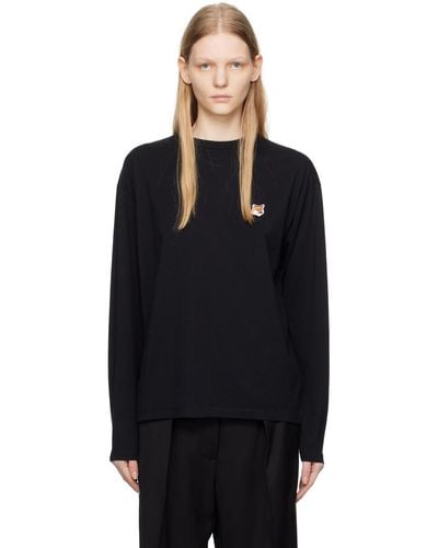 Maison Kitsuné Fox Head Long Sleeve T-shirt - Black