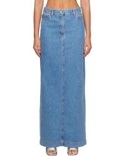 Magda Butrym Split Denim Maxi Skirt - Blue