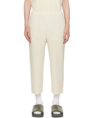 Homme Plissé Issey Miyake Homme Plissé Issey Miyake Off-white Monthly Colour June Trousers - Natural